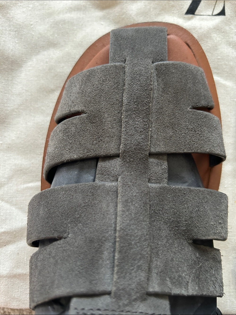 ZARA Dark Gray Suede Fisherman Sandals - Picture 7 of 7